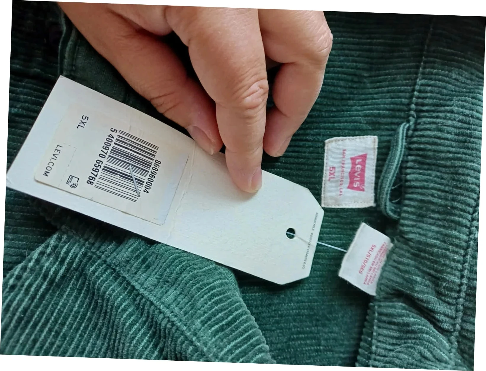 Chemise / Surchemise velours côtelé vert Levi's - Neuf avec étiquette - Taille 5XL – photo 3